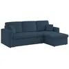 Image de sweeek - Canapé d'angle Convertible en Velours côtelé Bleu - IDA - 3 Places. Fauteuil d'angle réversible Coffre Rangement lit modulable