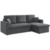 Image de sweeek - Canapé d'angle Convertible en Velours côtelé Gris foncé - IDA - 3 Places. Fauteuil d'angle réversible Coffre Rangement lit modulable