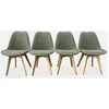 Image de sweeek - Lot de 4 chaises scandinaves NILS revêtement Bouclette Vert céladon. Pieds Bois de hêtre. Chaise 1 Place