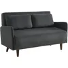 Image de sweeek - Canapé Convertible 2 Places scandinave Velours côtelé Gris foncé - Panam - Pieds Bois. Banquette. Dossier inclinable