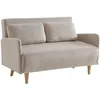 Image de sweeek - Canapé Convertible 2 Places scandinave Velours côtelé Beige - Panam - Pieds Bois. Banquette. Dossier inclinable