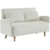 Image de Alice's Garden sweeek - Canapé Convertible en Velours côtelé - Panam - 2 Places scandinave. Pieds Bois. Blanc. Banquette. Dossier inclinable