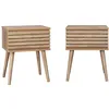 Image de sweeek - Lot de Deux Tables de Chevet Style scandinave décor Bois avec tiroir rainuré et Pieds Compas