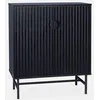 Image de Alice's Garden sweeek - Buffet Effet Bois à rainures Noires. Buffet Haut. vaisselier. Deux Portes et Une étagère BAZALT 80cm