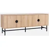 Image de sweeek - Meuble TV. Bazalt. Effet chêne. Quatre Portes. Deux étagères. L 157.5 x l 39 x H 60cm