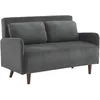 Image de sweeek - Canapé Convertible en Velours côtelé - Panam - 2 Places scandinave. Pieds Bois foncé. Gris foncé. Banquette. Dossier inclinable