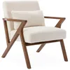 Image de sweeek - Fauteuil scandinave Bois d'hévéa Finition teinté Noyer Clair et Bouclette crème Antoine
