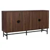 Image de sweeek - Buffet de Rangement Effet Bois foncé. Bazalt. Quatre Portes. Deux étagères. Buffet Haut. vaisselier. L 157.5 x l 39 x H 83cm