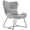 Image de sweeek - Fauteuil en Tissu Gris Clair avec Coussin fournis Nina L 75 x P 78 x H 101cm
