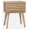 Image de sweeek - Table de Chevet Style scandinave décor Bois avec tiroir rainuré et Pieds Compas