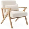 Image de sweeek - Fauteuil scandinave Bois d'hévéa et Bouclette Blanche Antoine