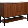 Image de sweeek - Buffet Bas en décor Noyer et Pieds et poignées en métal Noir L110cm - Buffet Haut. vaisselier. 3 Portes. 1 tiroir et 3 étagères