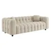 Image de sweeek - Canapé 3 Places en Bouclette texturée capitonné Beige - Structure Bois d'eucalyptus et contreplaqué