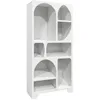 Image de sweeek - Etagère bibliothèque Organique Effet Bois Blanc Plusieurs niches 8 Compartiments