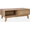 Image de sweeek - Table Basse avec 2 niches. 1 Porte coulissante. décor Bois et cannage. Pieds Eucalyptus