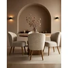 Image de Uniqka - 2 Chaises de repas Perla en tissu beige incurvé 60x70x85cm OS