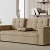 Image de CONCEPT USINE - Canapé Convertible 3 Places en Velours Côtelé | NOHO Beige | Modulable très Pratique | Design Contemporain | Lit 2 Places : Couchage 160 x 160 cm | Structure Bois Massif et Plywood