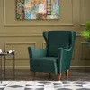 Image de CONCEPT USINE | Fauteuil à Oreilles en Velours Vert | Design Williams | Élégant et Confortable | Assise Moelleuse et Dossier Enveloppant | Structure en Bois de Hêtre | Idéal Salon ou Coin Lecture