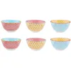 Image de Björn, Collection Pattern, Lot de 6 Petits Bols en Porcelaine, Bleu Clair/rouge/jaune - Compatible Micro-ondes et Lave-vaisselle
