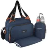 Image de Sac à langer Baby On Board - Titou Moonlight (Marin/Cognac) avec Tapis à Langer Inclus et Compartiments Multiples