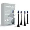 Image de NEOPULSE® - Lot de 4 Recharges Têtes de Brosse Ultra-souples Noires en Nylon pour Brosse à Dents Électrique Sonique NEOSONIC® - Compatible NEOKIDS® - 3D : Brins courts et longs - Indicateur d'Usure