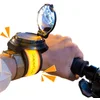 Image de Bub-up Superbikero Bracelets rétroviseur et clignotants pour vélo et trottinette. Deux bracelets lumineux signal fixe ou clignotant dont un bracelet avec rétroviseur intégré.