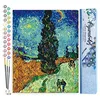 Image de Figured'Art Peinture par Numéro Adulte Van Gogh La route aux cyprès - Activité Manuelle Kit de Loisir Créatif DIY Numéro d'Art Complet - 40x50cm sans châssis en bois