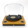 Image de Platine Vinyle Halterrego avec HP intégrés/Couvercle, RMS 2 * 2W,RCA Out, Lec et Eng USB, BT in/Out, Adaptateur Inclus, Finition laquée Noire/asp Bois