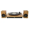 Image de Halterrego Platine Vinyle AV 2 HP extérieurs, RMS 2 * 5W,RCA Out, BT in, Adaptateur Inclus, Finition laquée Noire/asp Bois