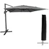 Image de Parasol déporté Molokai carré 3x3m Gris avec manivelle. Parasol déporté inclinable, Rabattable et Rotatif.