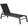 Image de Happy Garden Bain de Soleil Barbados en textilène Noir et Aluminium Noir. Transat d'extérieur Multi Position.