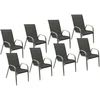Image de Happy Garden Lot de 8 chaises de Jardin Marbella - Textilène et Aluminium Gris