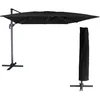 Image de Parasol déporté Molokai rectangulaire 3x4m Noir avec manivelle. Parasol déporté inclinable, Rabattable et Rotatif avec Housse de Protection.