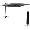 Image de Parasol déporté Molokai rectangulaire 3x4m Gris avec manivelle. Parasol déporté inclinable, Rabattable et Rotatif.