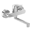 Image de Ideal Standard Mitigeur de cuisine Cerafflex - Saillie 200 mm - Pour montage mural, bec orientable, raccords en S réglables - Diamètre 38 mm - Pivote à 100 ° - Surface chromée