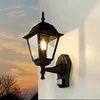 Image de Licht-Erlebnisse Applique extérieure avec détecteur de mouvement en aluminium verre noir IP44 jardin H:37,5 cm E27 lanterne murale TIROL