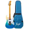 Image de Flight Rock Series Pathfinder Tenor Transparent Blue ukulélé ténor électrique solid body avec housse