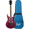 Image de Flight Rock Series Vanguard Transparent Purple ukulélé ténor électrique solid body avec housse