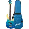Image de Flight Rock Series Mini Bass Ukulele Transparent Blue ukulélé basse électrique à corps plein avec housse deluxe