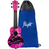Image de Flight Ultra Travel Series UTS-40 Pink Rules ukulélé soprano en plastique avec housse