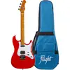 Image de Flight Rock Series Pathfinder Baritone Red ukulélé électrique solid body avec housse