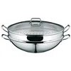 Image de WMF Ensemble 4 pièces Wok 36 cm, Base universelle TransTherm, Inox Cromargan, Induction et four, Compatibilité lave-vaisselle, Couvercle en verre, Grille à tempura, Panier vapeur, Macao 0792566040
