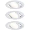 Image de x3 Encastré Calla LED orientable 30° - Paulmann - D90mm - 5,2W - 598lm - 4000K - grad - 230V - BBC/IP65 - Lot de 3