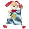 Image de Doudou Plat Lapin grandes oreilles & noeuds Marinière Green 38cm en C