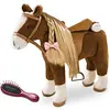 Image de Götz 3402375 Brown Beauty Peigné Cheval (Hauteur du bâton 37 cm) - Cheval en Peluche Marron, Hauteur Environ 52 cm pour poupées Debout - avec Selle, Bride et Couverture de Pique-Nique