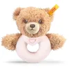 Image de Steiff Peluche Ours Dors Bien Anneau de préhension avec hochet, Adorable Compagnon, Garçons, Filles et bébés dès 0 Mois, 12 cm, Petit, Rose, 239557