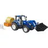 Image de BRUDER New Holland T5.120 avec chargeur frontal, caisse de chargement, fourches et balles rondes, Modèle réduit de voiture