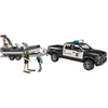 Image de Camion de police RAM 2500 avec bateau + remorque et 2 personnages, Modèle réduit de voiture