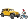 Image de Jeep Wrangler avec vélo tout-terrain et cycliste, Modèle réduit de voiture