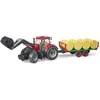Image de bruder 03198 - Case IH Optum 300CVX avec chargeur frontal & remorque de transport de balles - 1:16 Tracteur, tracteur, remorque à balles, ferme